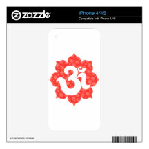 Yoga Om in Lotus red orange iPhone 4S Decals