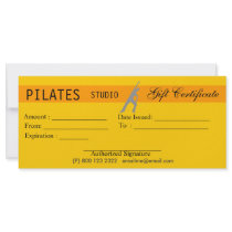 Yoga Pilates Gift Certificate Giveaway Personalized Rack Card