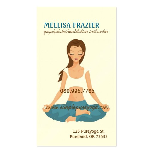 Yoga Pilates Meditation Business/Instructor Business Card Template (front side)