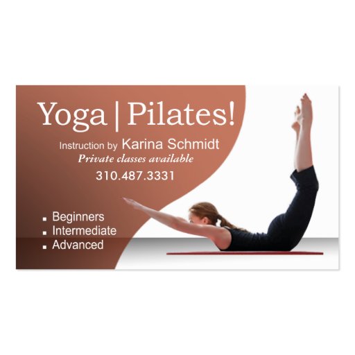 "Yoga | Pilates!" Pilates Instruction, Yoga Class Business Card (front side)