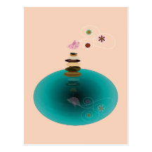 Yoga pose, birdy on the rocks post card