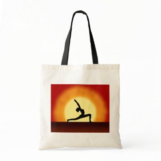 Yoga Pose Silhouette Sunrise Budget Tote Bags