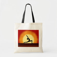 Yoga Pose Silhouette Sunrise  Budget Tote Bags Canvas Bags