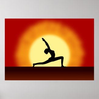 Yoga Pose Silhouette Sunrise Framed Print / Poster