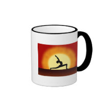 Yoga Pose Silhouette Sunrise Tea or Coffee Mugs
