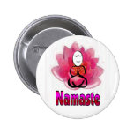 Yoga Pose with Lotus Flower "Namaste" Buttons
