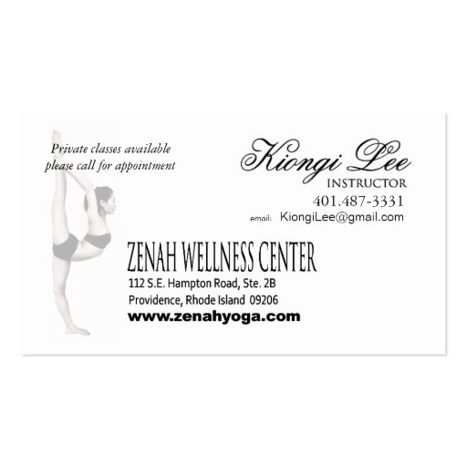 Yoga Reflections, Yoga Instructor, Yoga Class Business Card Template (back side)