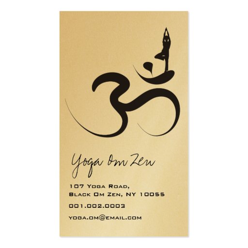 Yoga Silhouette Black Logo Symbol Om Ohm Zen Business Card Template (front side)