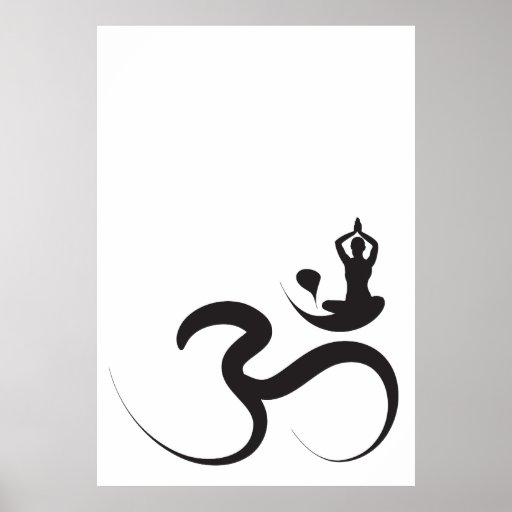 Yoga Silhouette Black Logo Symbol Om Ohm Zen Print | Zazzle