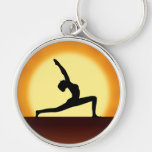 Yoga Silhouette Sunririse Premium Round  Keychains