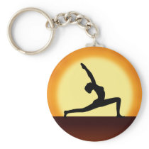 Yoga Silhouette Sunririse Standard Round Keychains