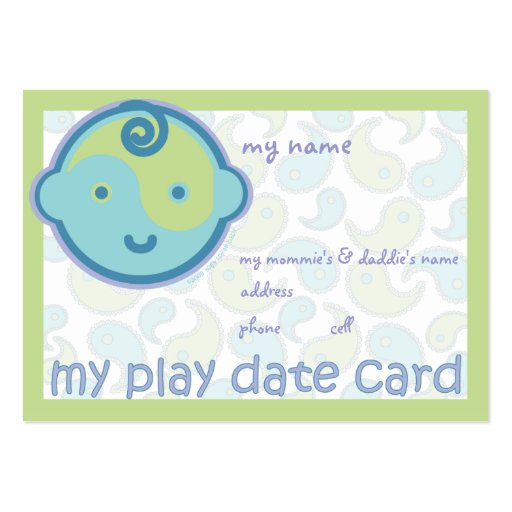 Yoga Speak Baby : Play Date Card Business Card Templates (front side)