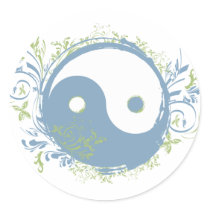 Yoga Speak : Pretty blue Yin-Yang Symbol stickers by yogaspeak Yoga Speak : Pretty blue Yin-Yang Symbol stickers