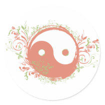 Yoga Speak : Pretty Coral Yin-Yang Symbol stickers by yogaspeak Yoga Speak : Pretty Coral Yin-Yang Symbol stickers