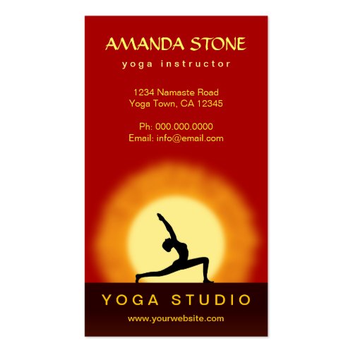 Yoga Sunrise Yoga Teacher Instructor Business Card Business Cards
