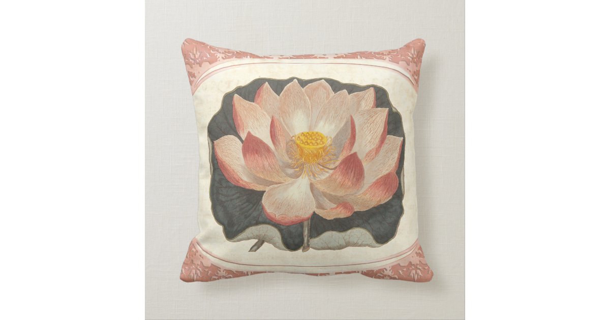 Yoga Symbol Vintage Style Lotus Blossom Throw Pillow Zazzle