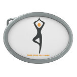 Yoga tree pose black, orange custom oval belt buckles