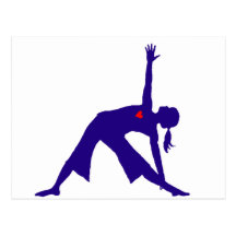Yoga Triangle Pose Silhouette With Heart Postcards