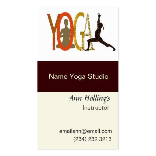 Yoga  Wellness Fitness Modern Text Designs Business Card Template (front side)