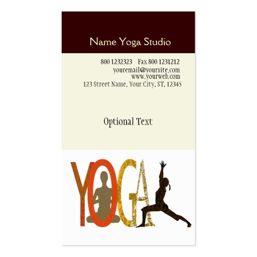 Yoga  Wellness Fitness Modern Text Designs Business Card Template (back side)