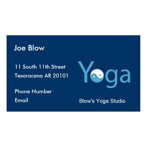 Yoga with Yin Yang in blue Business Card Templates