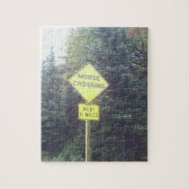 Yooper Moose Crossing Sign Jigsaw Puzzle puzzles