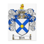 York Coat of Arms / York Family Crest postcards