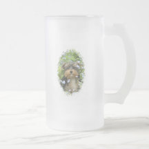 York Terrier Frosted Beer Mug