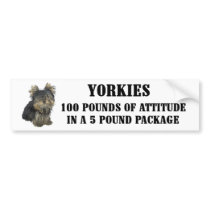 Yorkie Attitude Bumper Sticker bumper stickers by FlosMercantile Yorkie Attitude Bumper Sticker bumper stickers