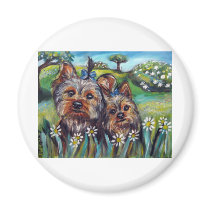 Yorkie best buds Lucy and Milly Magnets