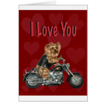 Yorkie Biker Love Greeting Card