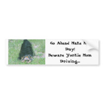 Yorkie Bumper Sticker-Make My Day bumper stickers