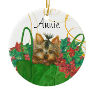 Yorkie Christmas Tree Ornament with Holly