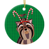 Yorkie Dog Christmas Ornament