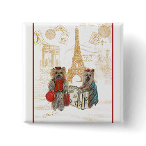 Yorkie Eiffel Tower Paris Buttons