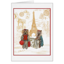 Yorkie Eiffel Tower Paris Cards