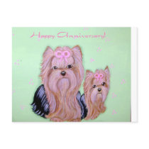 Yorkie Happy Anniversary Card postcards by TRBrown Yorkie Happy Anniversary Card postcards