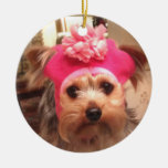 Yorkie in a Hat Christmas Tree Ornament