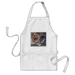 Yorkie in a Leopard Print Fur Coat Aprons