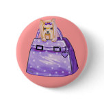 Yorkie in Polka Dot Purse Button Pin