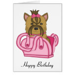 Yorkie in Purse Birthday Card