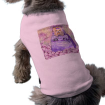 Yorkie in the Lilacs Art Print Dog Tee Shirt pet clothing