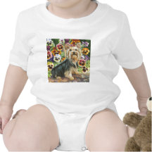 Yorkie in the Pansy Garden Infant Creeper