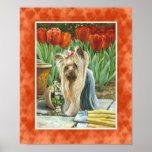 Yorkie in Tulip Garden Canvas Print
