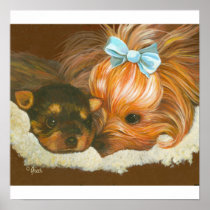 Yorkie Mama with Baby Print