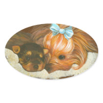 Yorkie Mama with Puppy Stickers