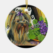 Yorkie Named Violet Christmas Ornaments
