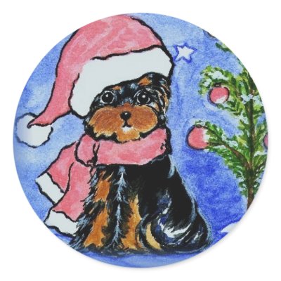 Yorkie Poo Christmas Art Sticker by Art_by_Joanne