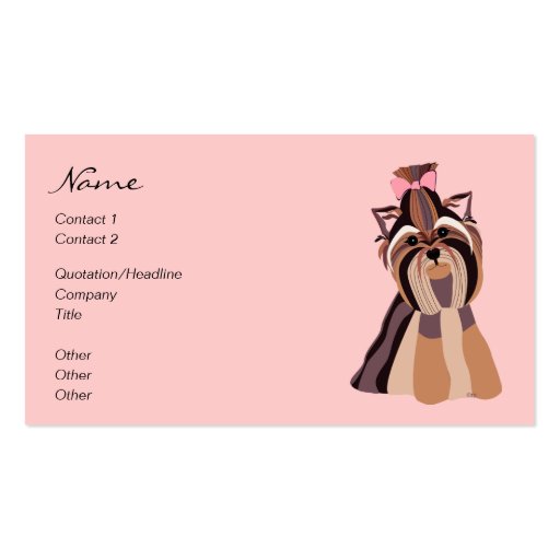 Yorkie Portrait Business Card Templates (front side)