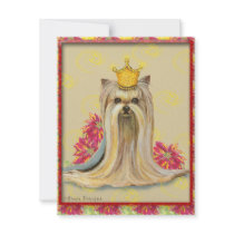 Yorkie Princess Poinsettias Christmas Invitation by greerdesign Yorkie Princess Poinsettias Christmas Invitation
